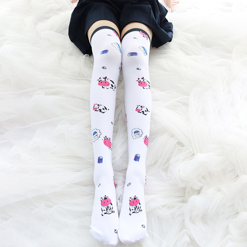 Cow Printing Socks Length Velvet 3 Knee Sato Anime Beauty Legs Socks Mega Thist Socks